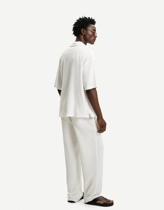 Camisa de Manga Corta con Textura Dulce Olympe