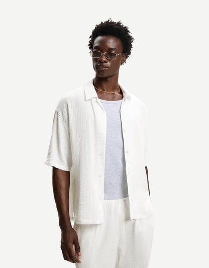 Camisa de Manga Corta con Textura Dulce Olympe