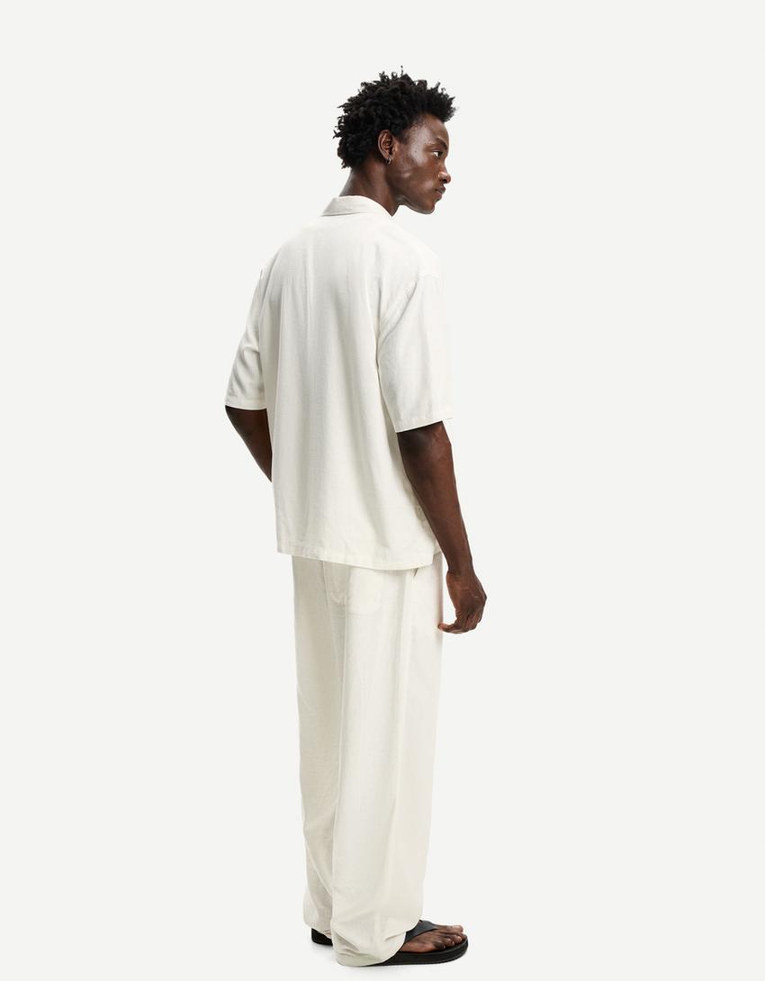 Camisa de Manga Corta con Lino Dulce Olympe