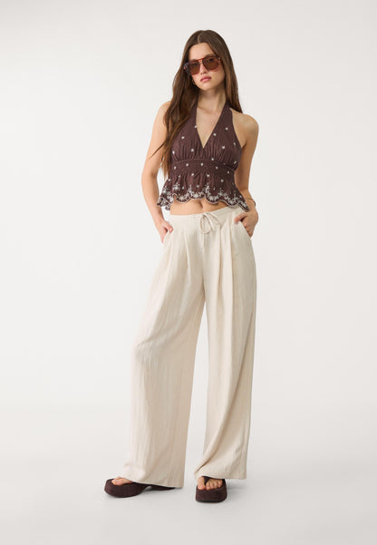 Top Halter Bordado en Contraste Dulce Olympe