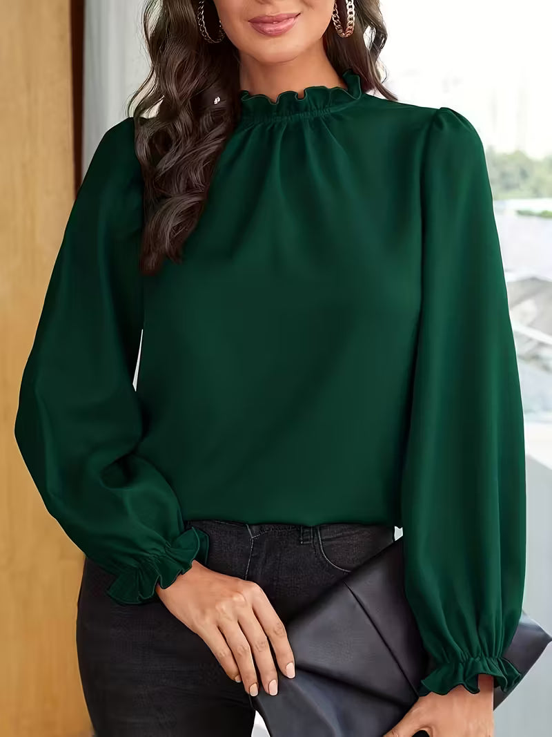 AURELIA™ – BLUSA CON CUELLO DE VOLANTES Y MANGAS ABULLONADAS