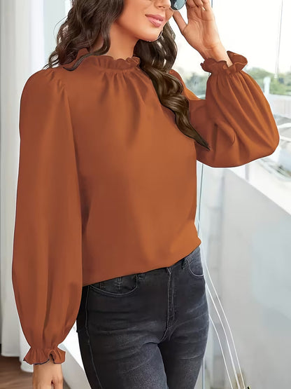 AURELIA™ – BLUSA CON CUELLO DE VOLANTES Y MANGAS ABULLONADAS