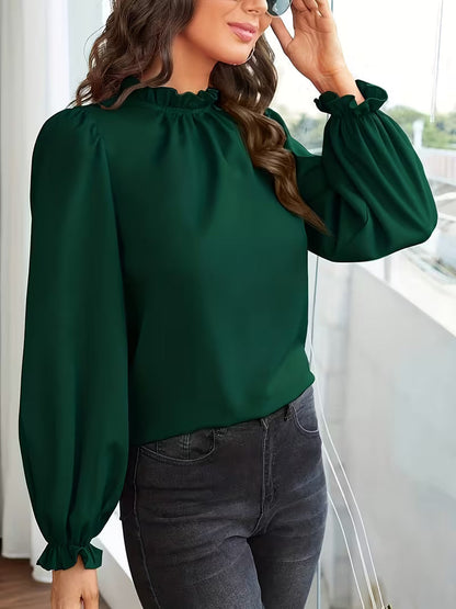 AURELIA™ – BLUSA CON CUELLO DE VOLANTES Y MANGAS ABULLONADAS