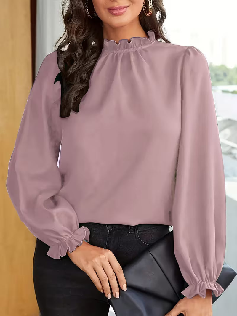 AURELIA™ – BLUSA CON CUELLO DE VOLANTES Y MANGAS ABULLONADAS
