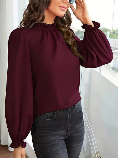 AURELIA™ – BLUSA CON CUELLO DE VOLANTES Y MANGAS ABULLONADAS
