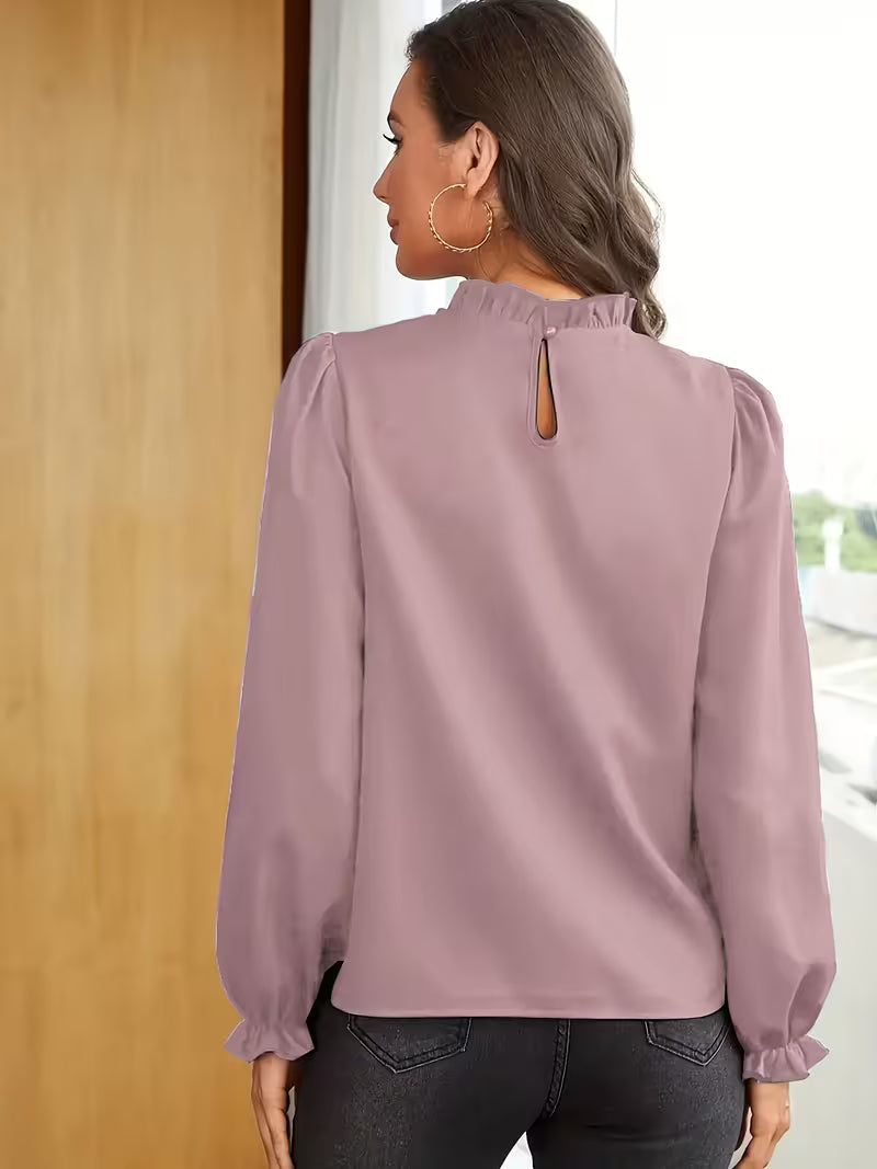 AURELIA™ – BLUSA CON CUELLO DE VOLANTES Y MANGAS ABULLONADAS