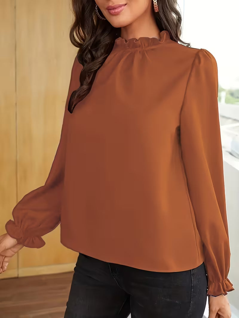 AURELIA™ – BLUSA CON CUELLO DE VOLANTES Y MANGAS ABULLONADAS