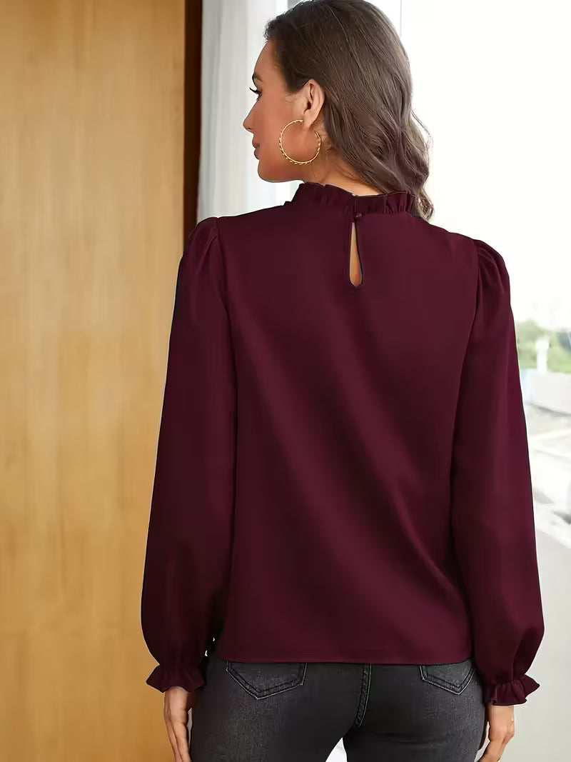 AURELIA™ – BLUSA CON CUELLO DE VOLANTES Y MANGAS ABULLONADAS