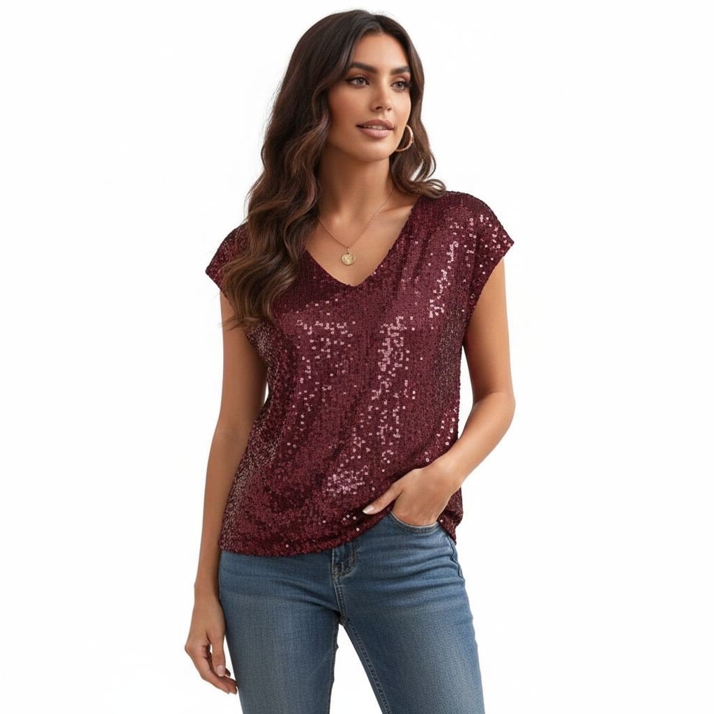 Blusa "Midnight Sparkle" – Elegancia en Lentejuelas Negras