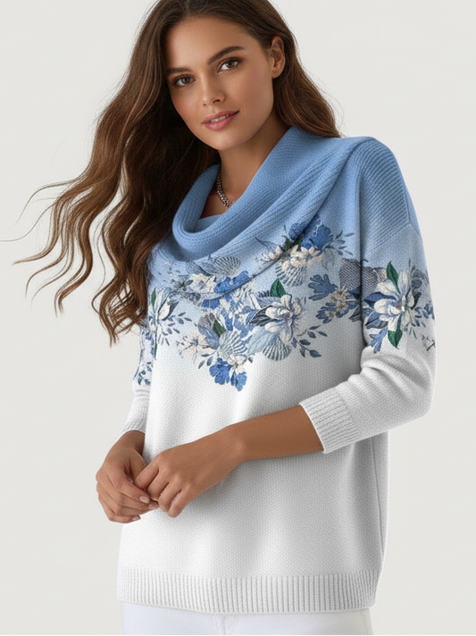 SUÉTER FLORAL CON CUELLO SUAVE