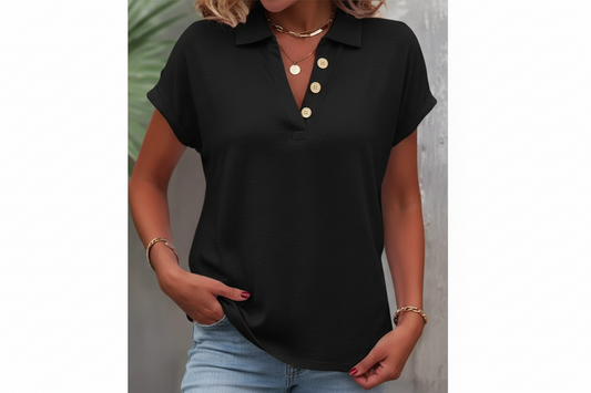 Blusa de Verano Jacquard con Cuello en V