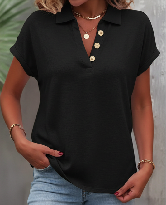 Blusa de Verano Jacquard con Cuello en V