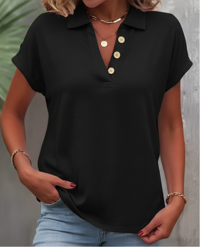 Blusa de Verano Jacquard con Cuello en V