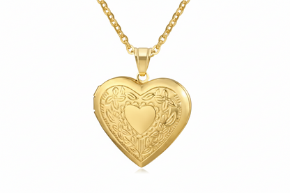 Colgante Medallón de Corazón Dorado con Foto Personalizado