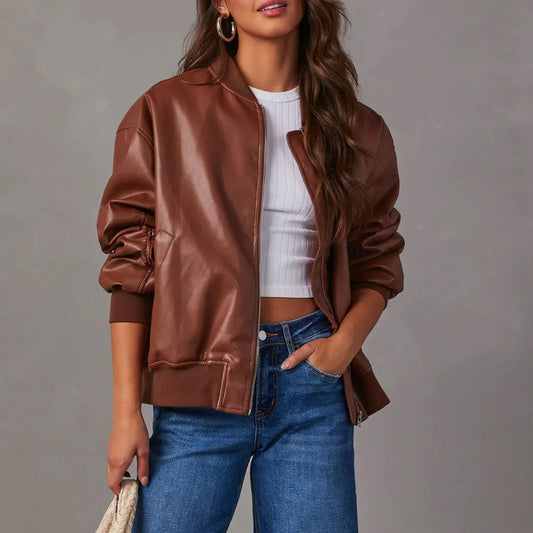 CHAQUETA BOMBER DE CUERO MIRA
