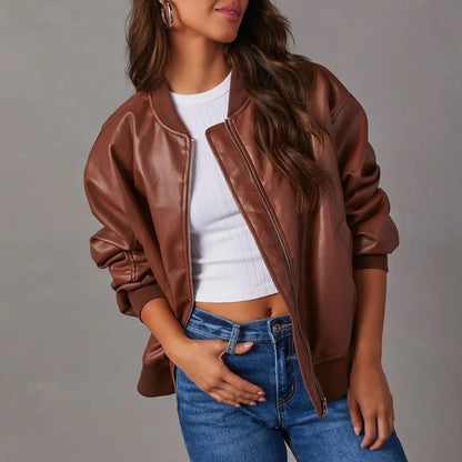 CHAQUETA BOMBER DE CUERO MIRA
