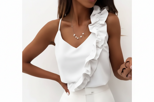 Blusa de Verano con Volantes y Espalda Descubierta