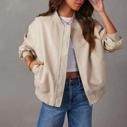 CHAQUETA BOMBER DE CUERO MIRA