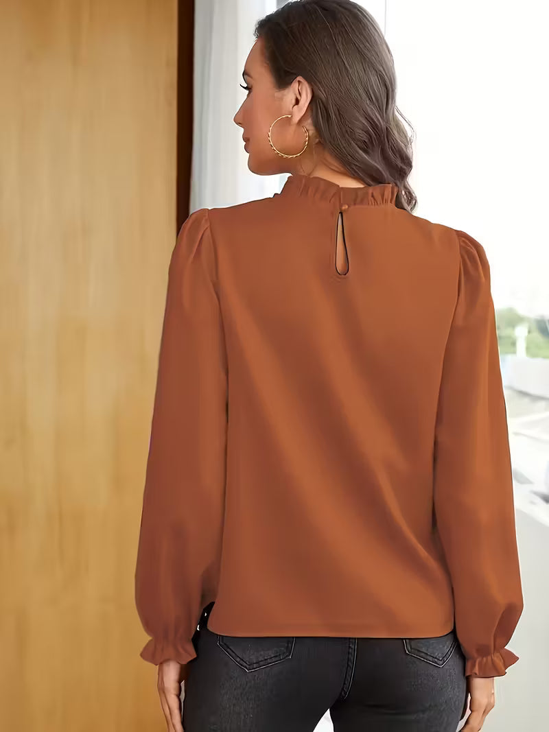 AURELIA™ – BLUSA CON CUELLO DE VOLANTES Y MANGAS ABULLONADAS