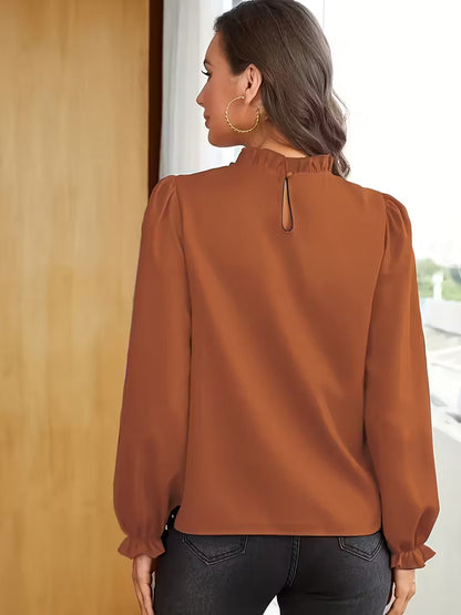 AURELIA™ – BLUSA CON CUELLO DE VOLANTES Y MANGAS ABULLONADAS