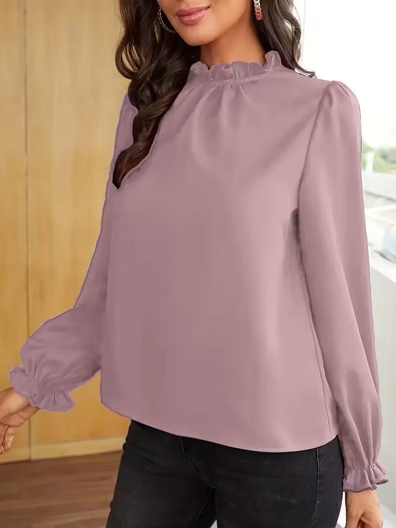 AURELIA™ – BLUSA CON CUELLO DE VOLANTES Y MANGAS ABULLONADAS