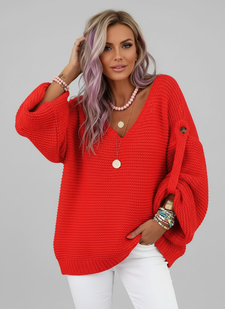 ELARA | JERSEY DE PUNTO CON CUELLO EN V