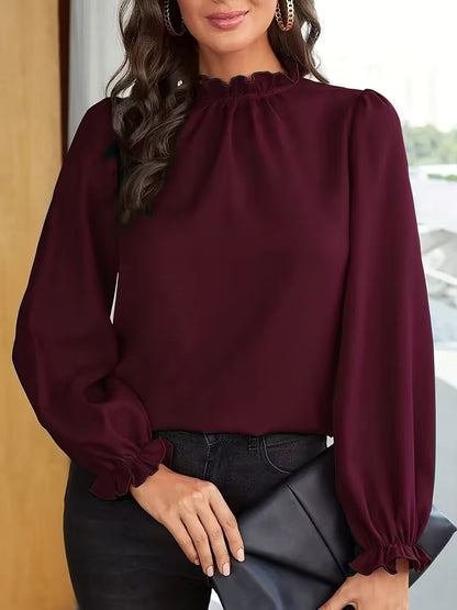 AURELIA™ – BLUSA CON CUELLO DE VOLANTES Y MANGAS ABULLONADAS