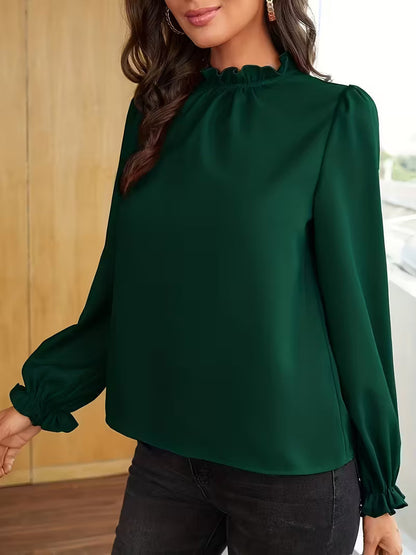 AURELIA™ – BLUSA CON CUELLO DE VOLANTES Y MANGAS ABULLONADAS