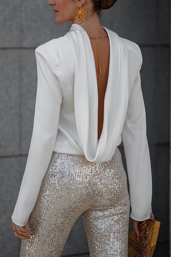 BLUSA SATÉN FIESTA CON ESPALDA DESCUBIERTA